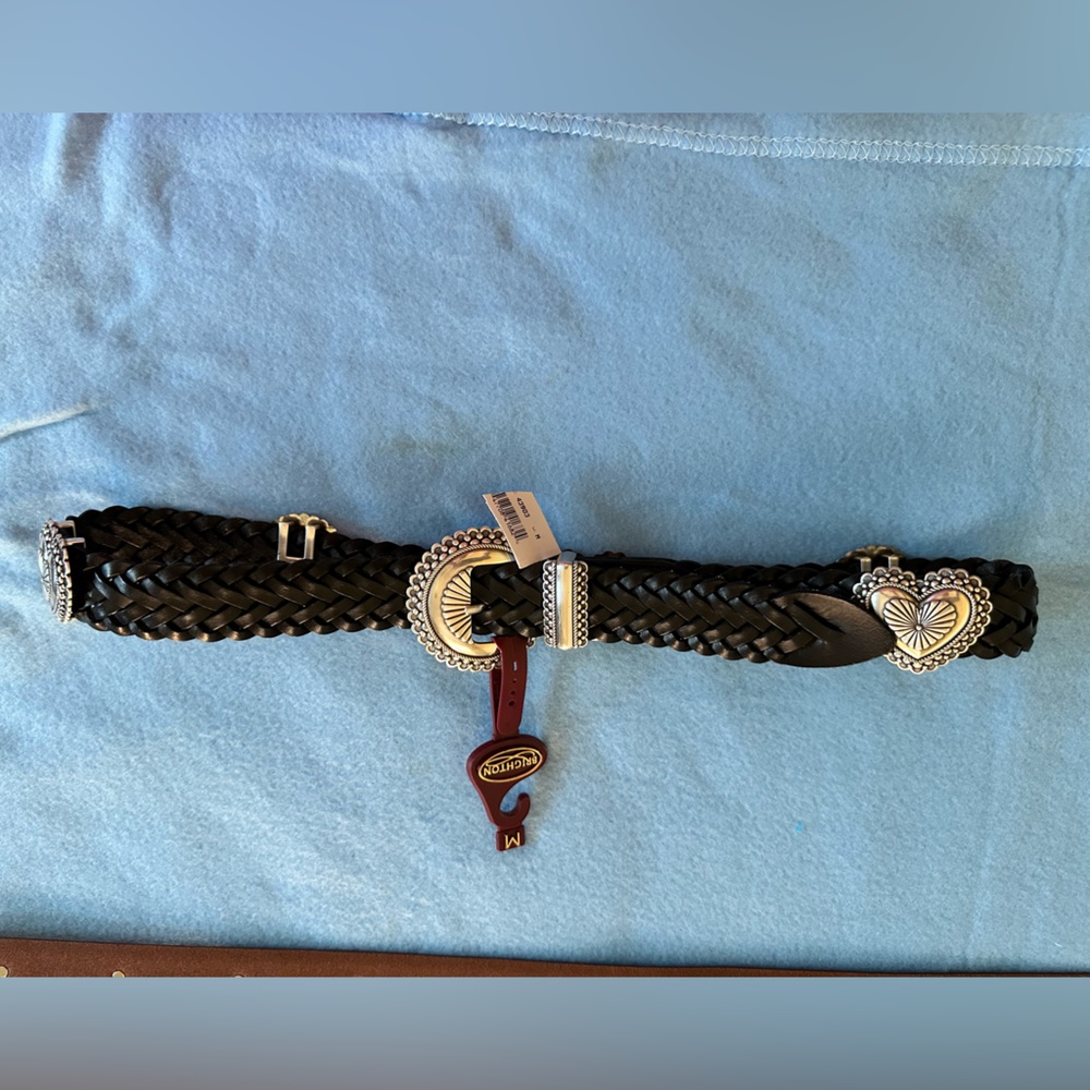 Brighton Black Braided Belt with Silver Accents